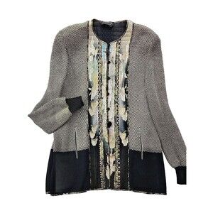 Janet KANEKO Los Angeles Jacket Blazer Wearable Art Mixed Media Pleated Silk - L